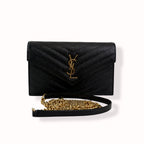 Classic Cassandre Chain Wallet Black Gold-Tone Hardware