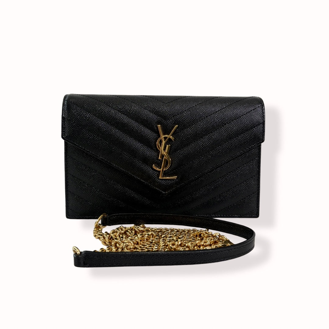 Classic Cassandre Chain Wallet Black Gold-Tone Hardware