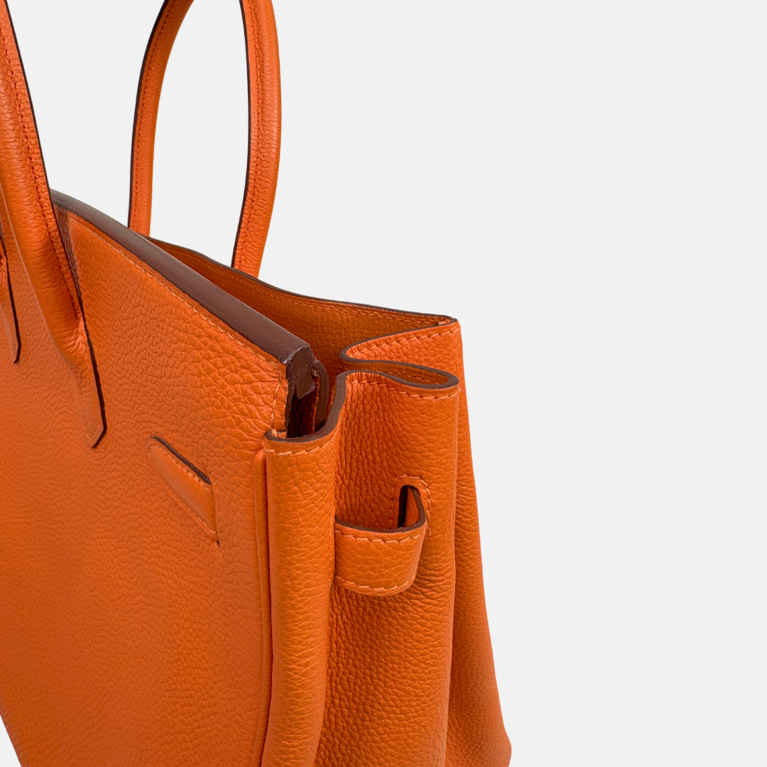 Birkin 35 Orange Togo Palladium Hardware Square N