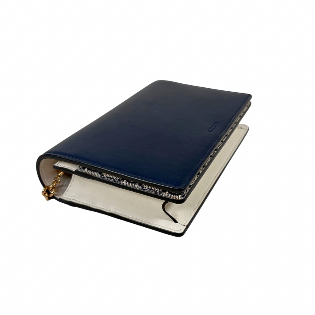 GG Supreme Canvas Bi-Color Wallet On Chain Gold Hardware