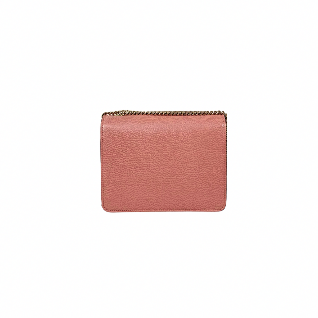 Pebbled Leather Interlocking G Small Light Pink Gold-Tone Hardware