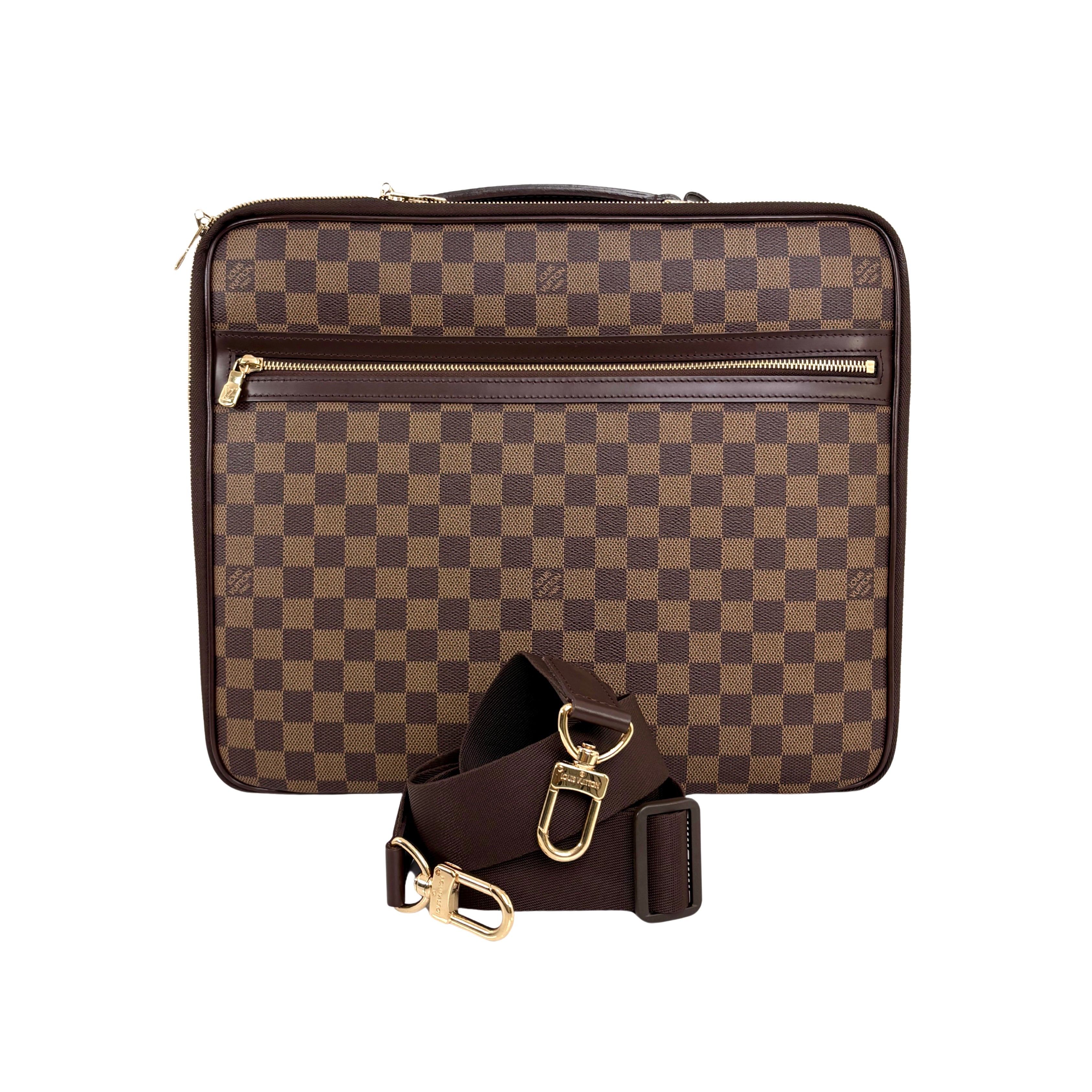 Sabana Case Bag Damier Ebene Leather Gold Hardware