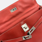 Kelly 32 Handbag Taurillion Clemence Orange Palladium Hardware