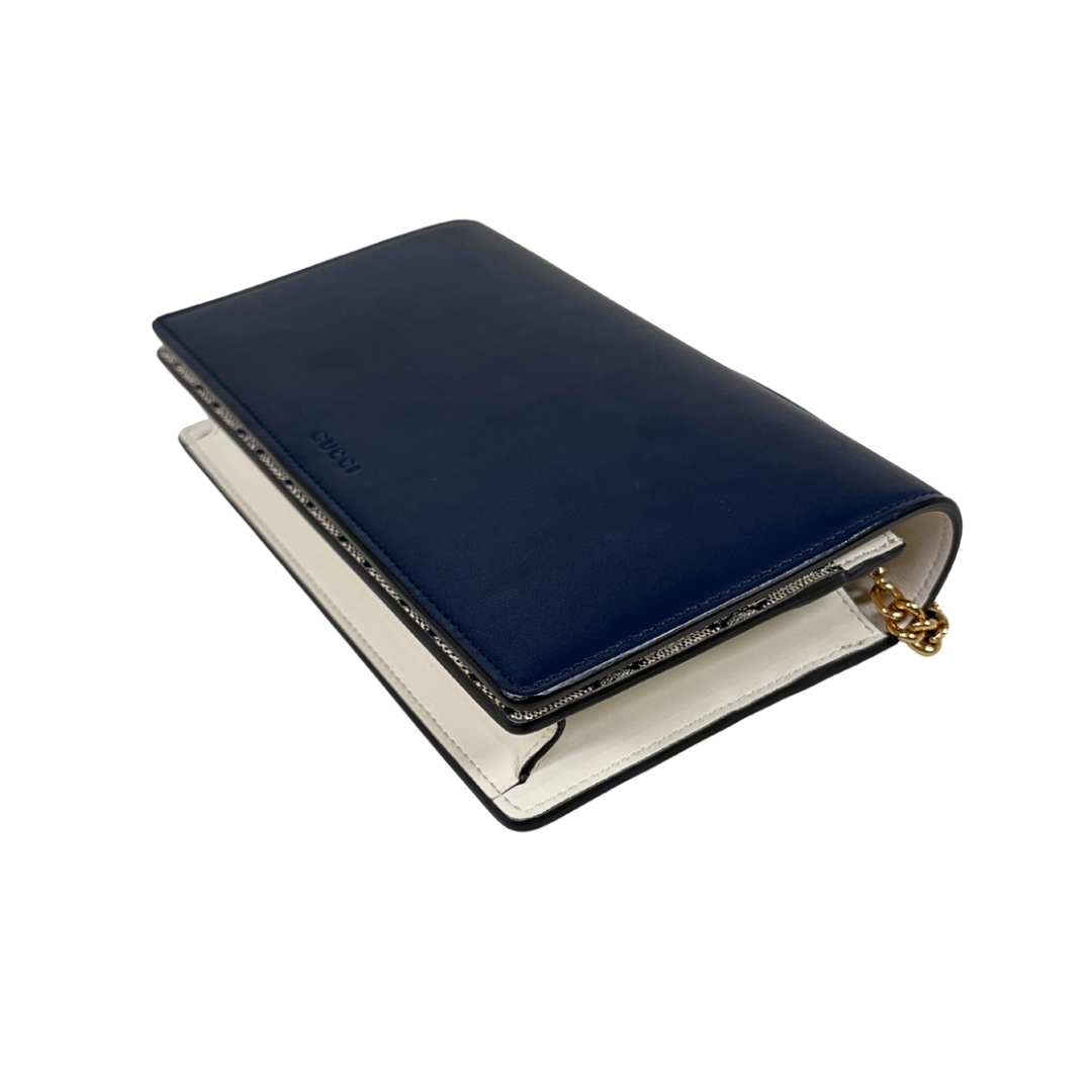 GG Supreme Canvas Bi-Color Wallet On Chain Gold Hardware