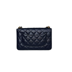 Pocket Twins Wallet On Chain Mini Navy Blue Caviar Gold Hardware Microchipped