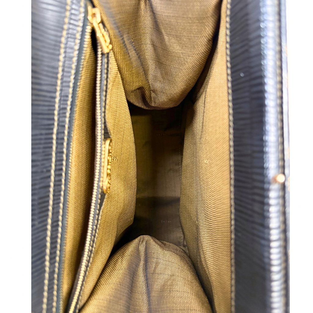Zucca Canvas Vintage Handbag Brown Gold Hardware