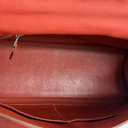 Kelly 32 Handbag Taurillion Clemence Orange Palladium Hardware
