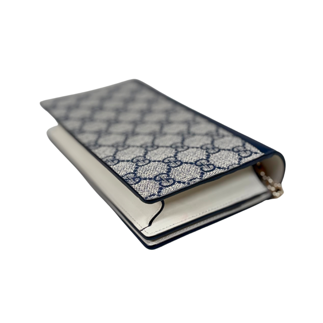 GG Supreme Canvas Bi-Color Wallet On Chain Gold Hardware