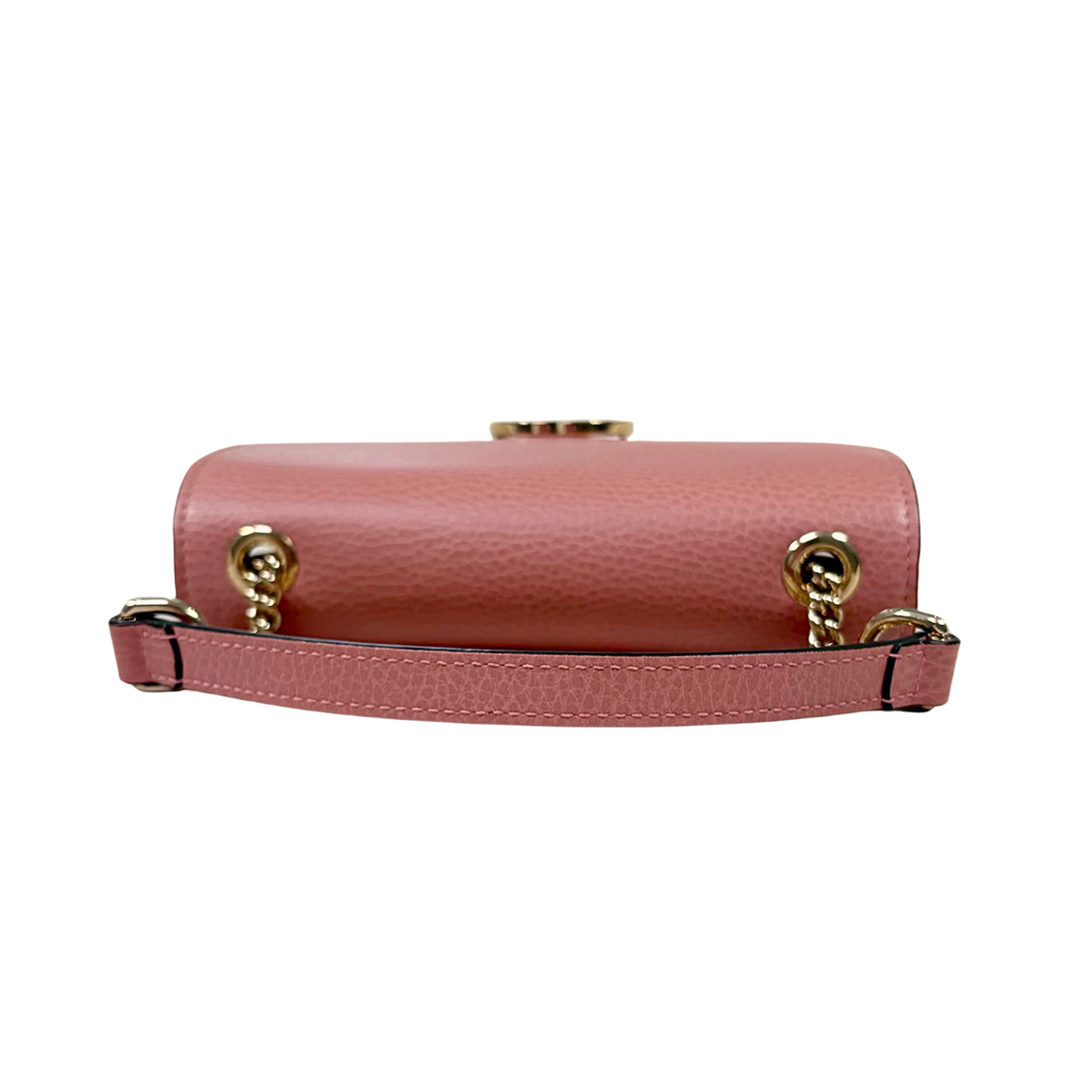 Pebbled Leather Interlocking G Small Light Pink Gold-Tone Hardware