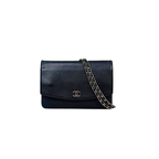 Sevruga Wallet On Chain Black Caviar Leather Silver Hardware Series 14