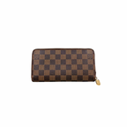 Zippy Wallet Damier Ebene Canvas Gold Hardware