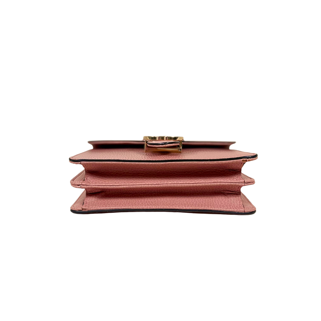 Pebbled Leather Interlocking G Small Light Pink Gold-Tone Hardware