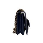 Pocket Twins Wallet On Chain Mini Navy Blue Caviar Gold Hardware Microchipped