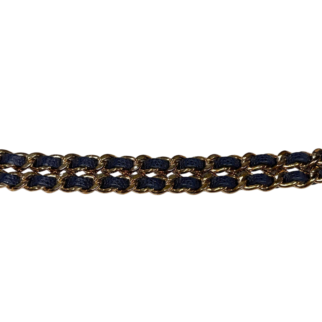 Pocket Twins Wallet On Chain Mini Navy Blue Caviar Gold Hardware Microchipped