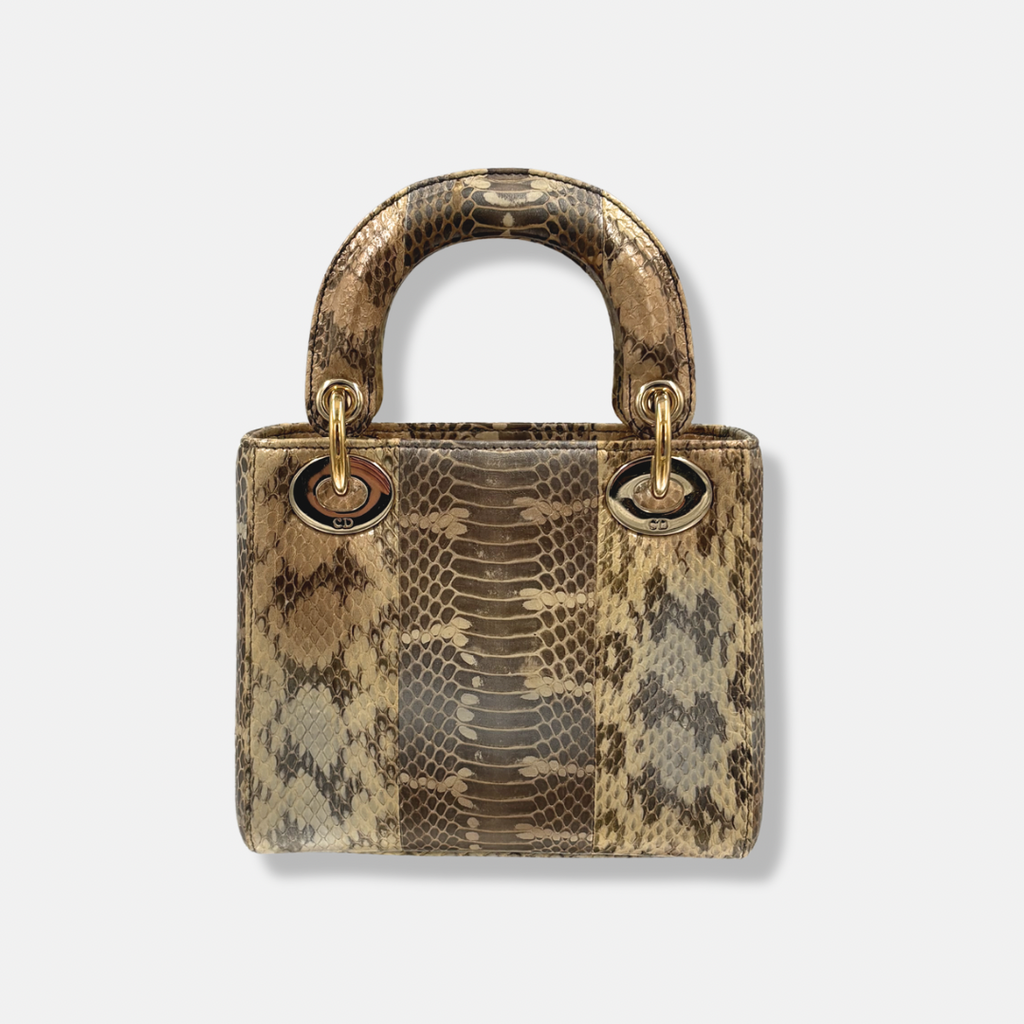 Mini Lady Dior Python Snakeskin Gold Hardware