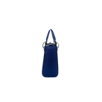 Mini Lady Dior Bag Blue Lizard W/ Crystals Charms Silver Hardware