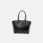 Two Way Tote Bag Black Leather Gold Hardware