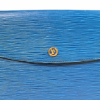 Montaigne 23 Clutch Bag Epi Leather Toledo Blue Gold Hardware