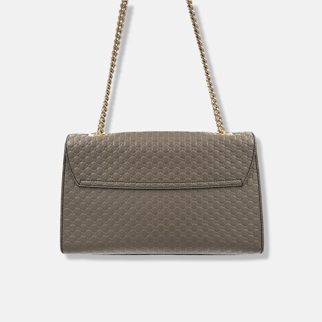 SOLD|Grey Microguccissima Leather Medium Emily Chain Gold-Tone Hardware