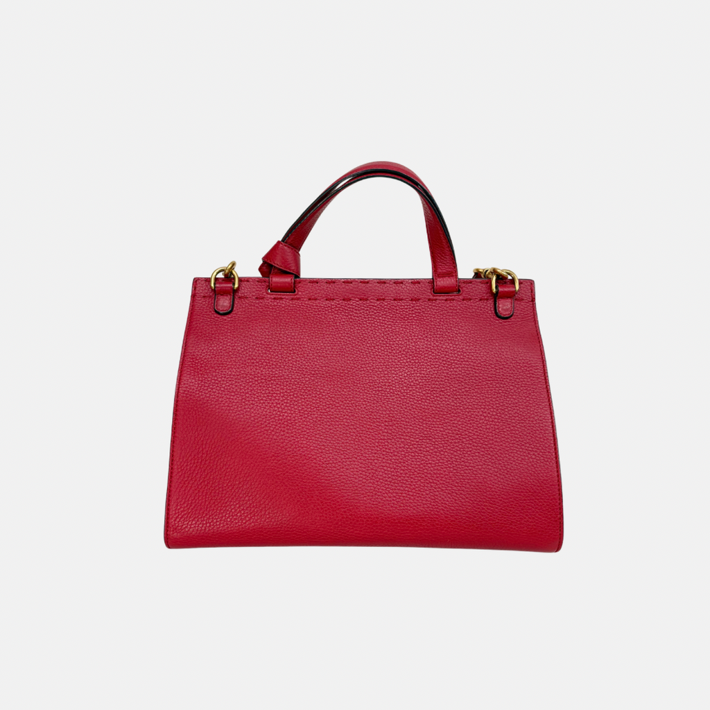 GG Marmont Two Way Flap Red Calfskin Leather Gold Hardware