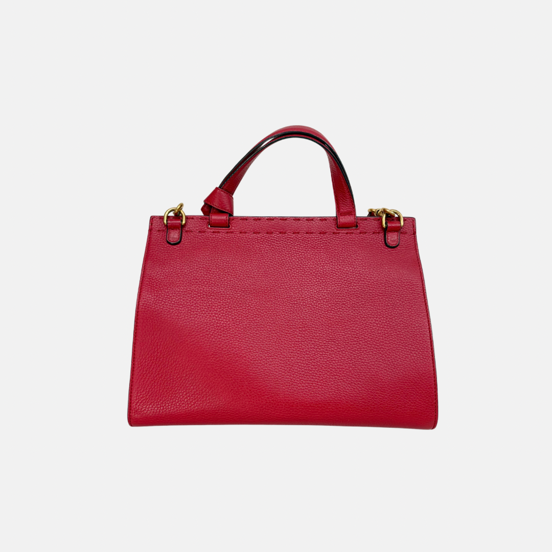 GG Marmont Two Way Flap Red Calfskin Leather Gold Hardware