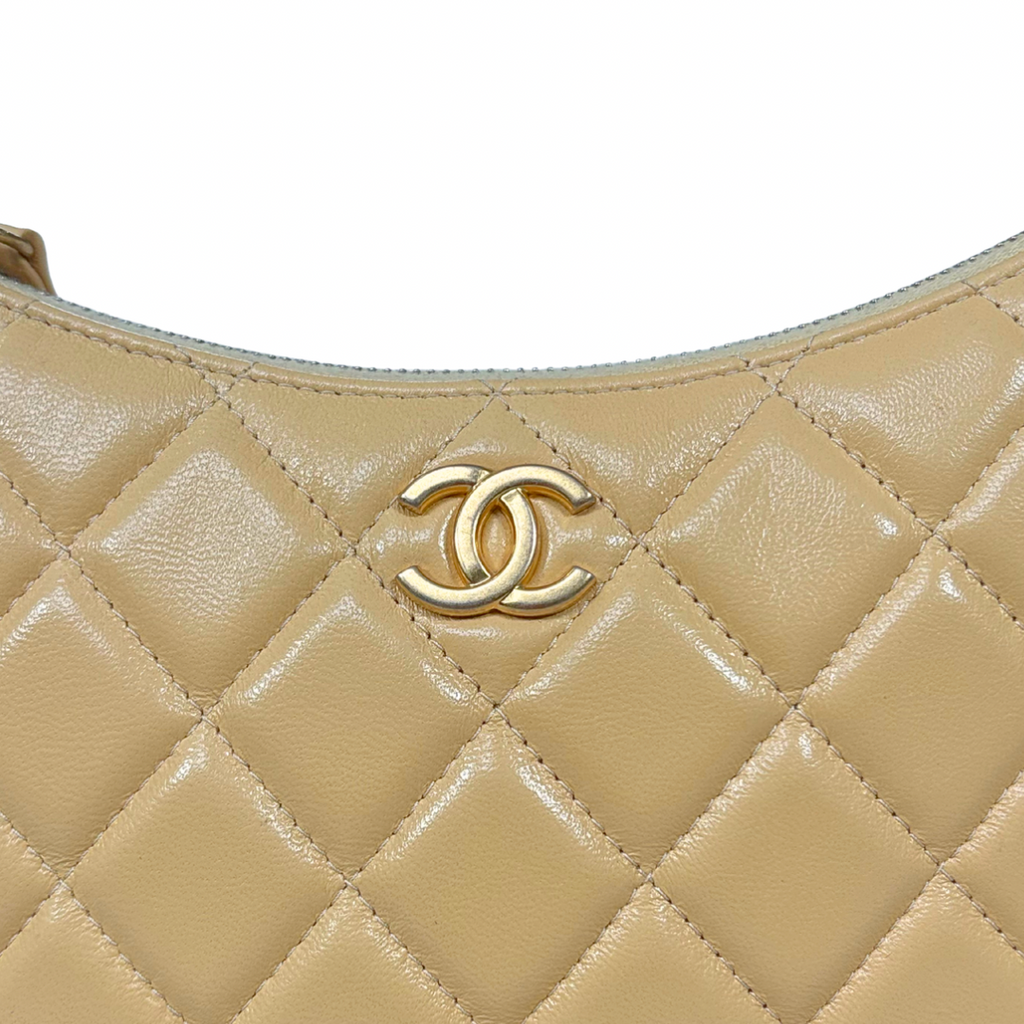 Hobo Bag Yellow Lambskin Leather Gold-Tone Hardware