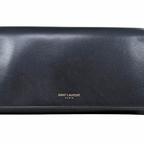 Long Bi-fold Wallet Black Smooth Leather