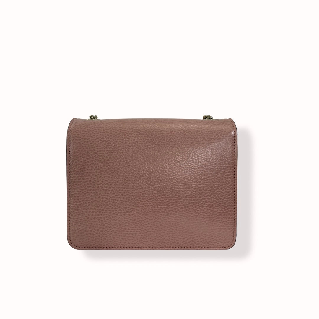 Pebbled Leather Interlocking G Small Light Pink Gold-Tone Hardware