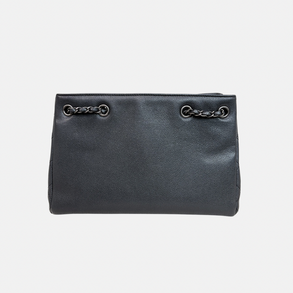Shopping Tote Bag Woven Chain Black Caviar Leather Ruthenium Hardware Series 22