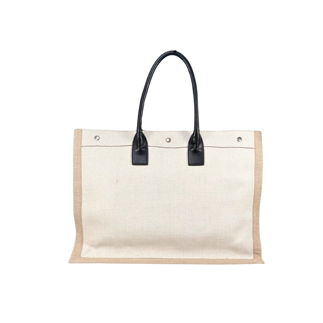 Rive Gauche Tote Bag Gray Silver Hardware