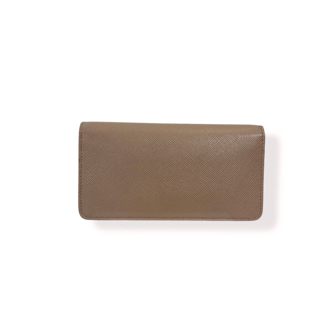 Cammeo Saffiano Leather Wallet On Chain Light Beige Gold Hardware