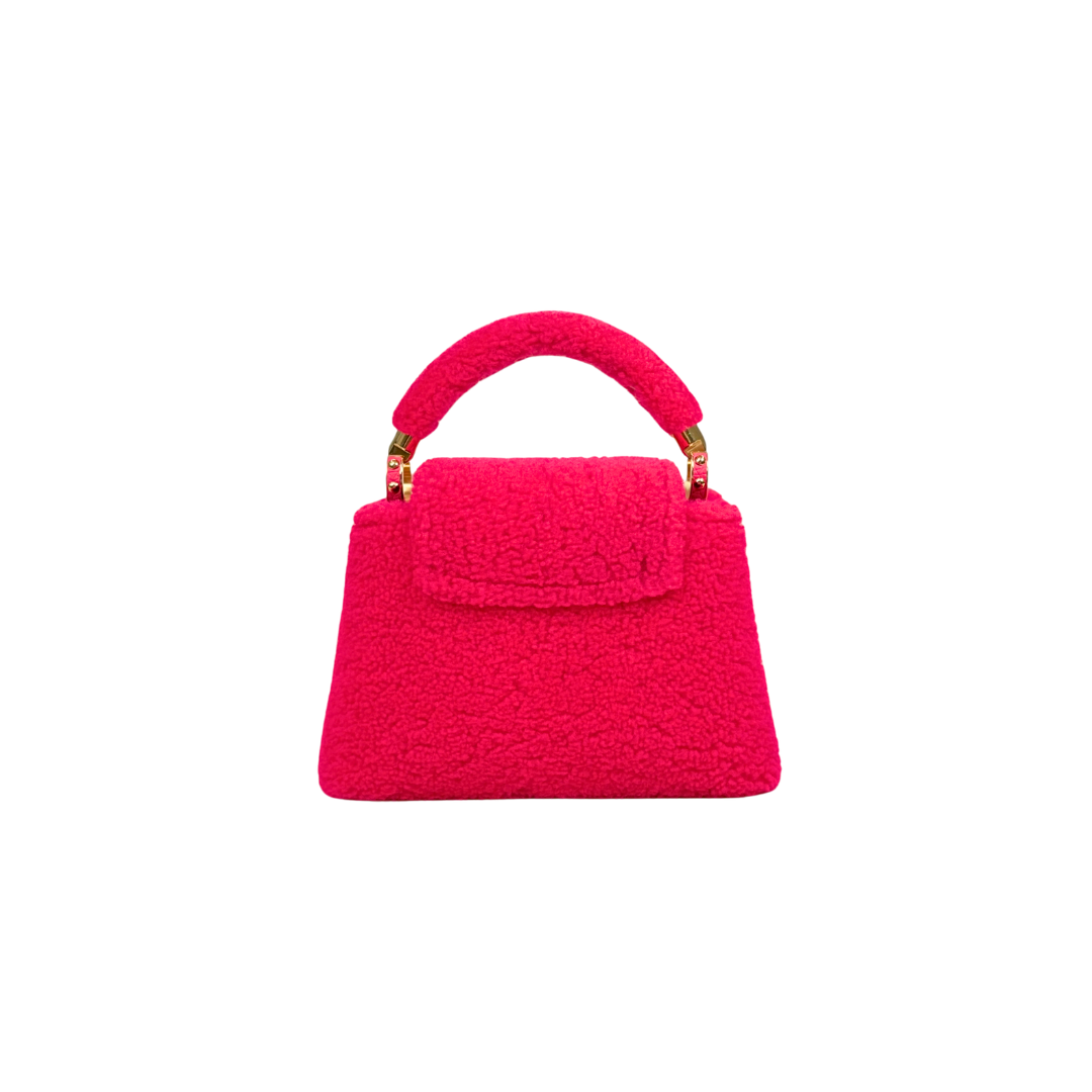 Capucines BB Pink Soft Merino Shearling Gold Hardware