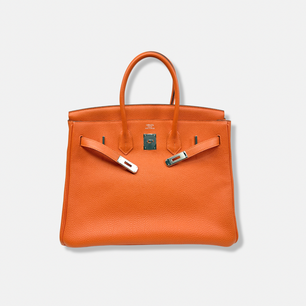 Birkin 35 Orange Togo Palladium Hardware Square N