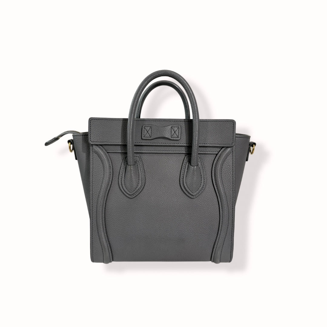 Nano Luggage Grey Kohl Drummed Calfskin Leather