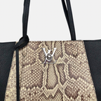 Lock Me Tote Bag Black Python Leather Silver Hardware
