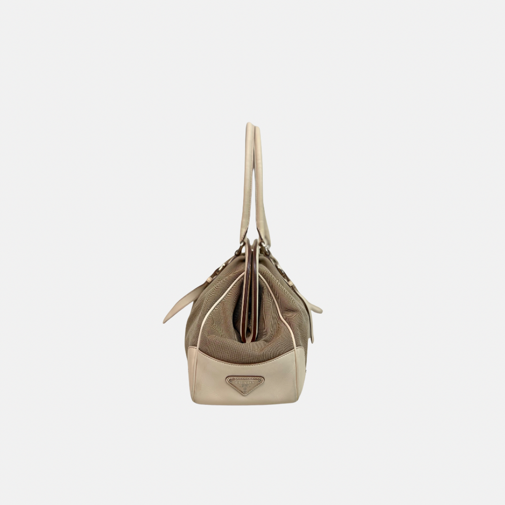 Doctor Logo Jacquard Canapa Frame Handbag Silver Hardware
