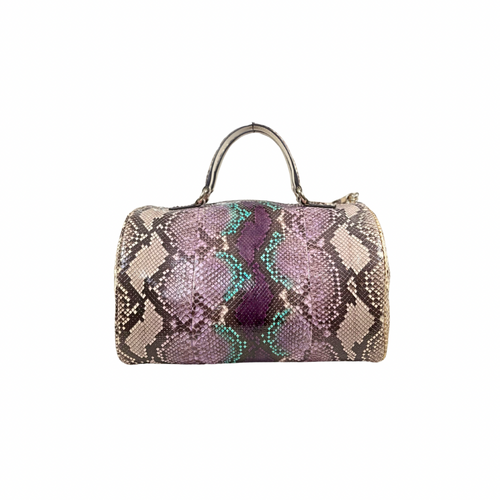 Boston Bag Beige/Purple Python Soho Leather Gold Hardware