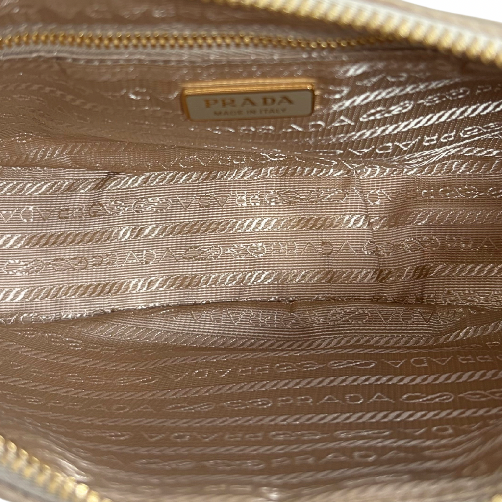Re-nylon Demi Lune Bandoliera Bag Beige Gold Hardware