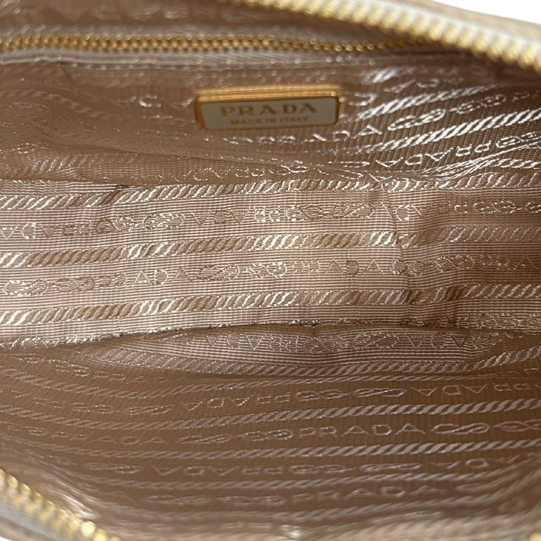 Re-nylon Demi Lune Bandoliera Bag Beige Gold Hardware