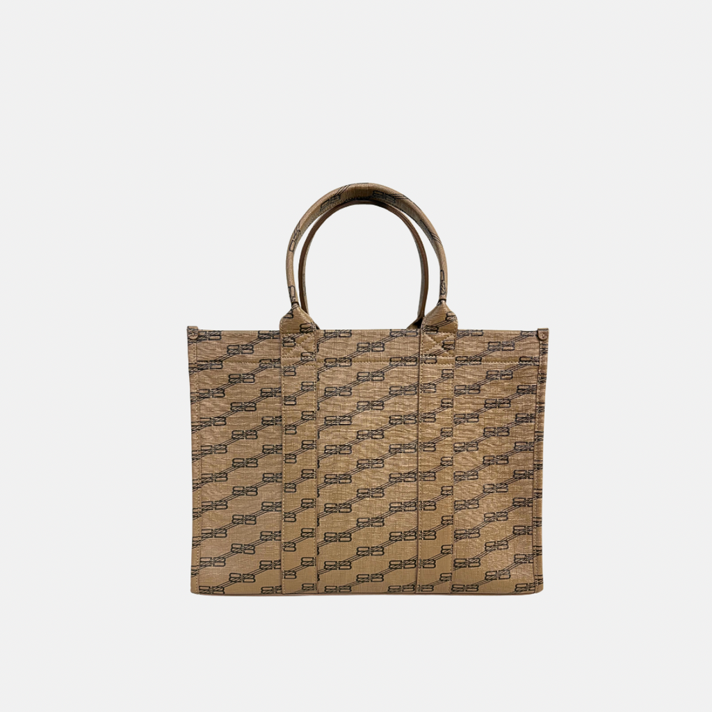 BB Monogram Signature Brown Tote Bag Gold Hardware