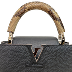 Capucines Snake Skin  Top Handle BB Taurillon Black Silver Hardware