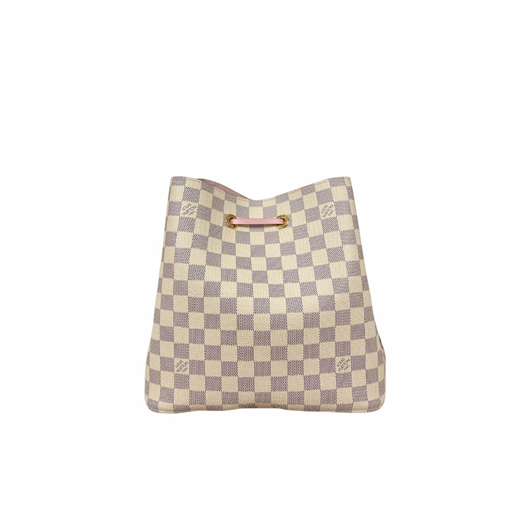 NèoNoè MM Bucket Bag Damier Azur Canvas Rose Ballerina Gold Hardware