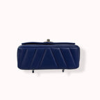 Blue Chevron Envelope Flap Caviar Mini Silver Hardware Series 24