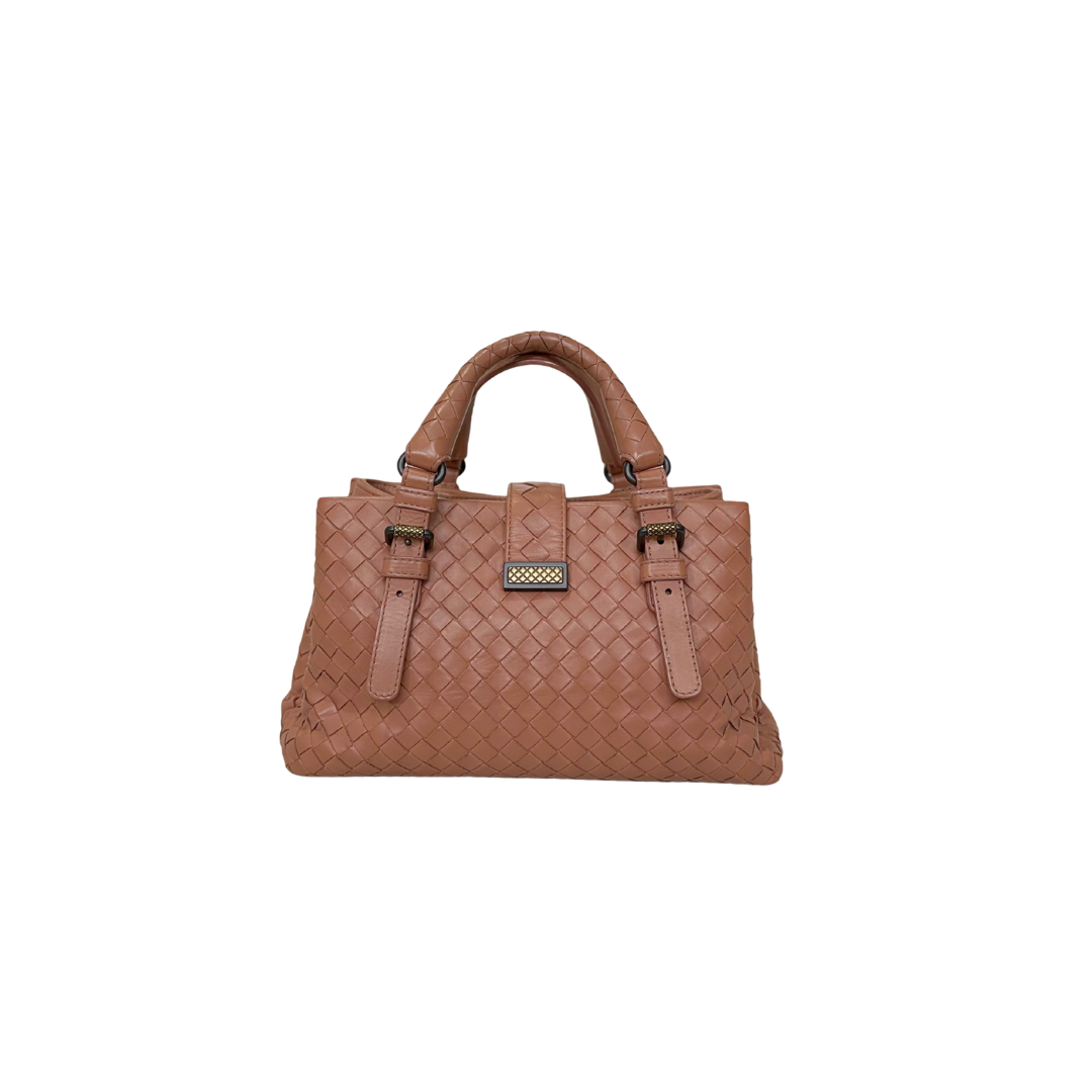 Roma Tote Pale Pink Intrecciato Silver-Toned Hardware