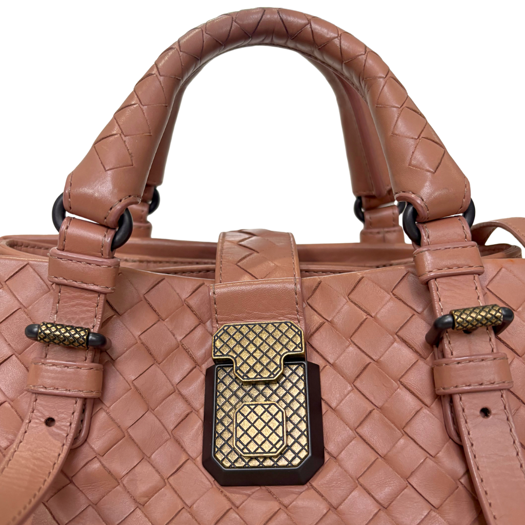 Roma Tote Pale Pink Intrecciato Silver-Toned Hardware