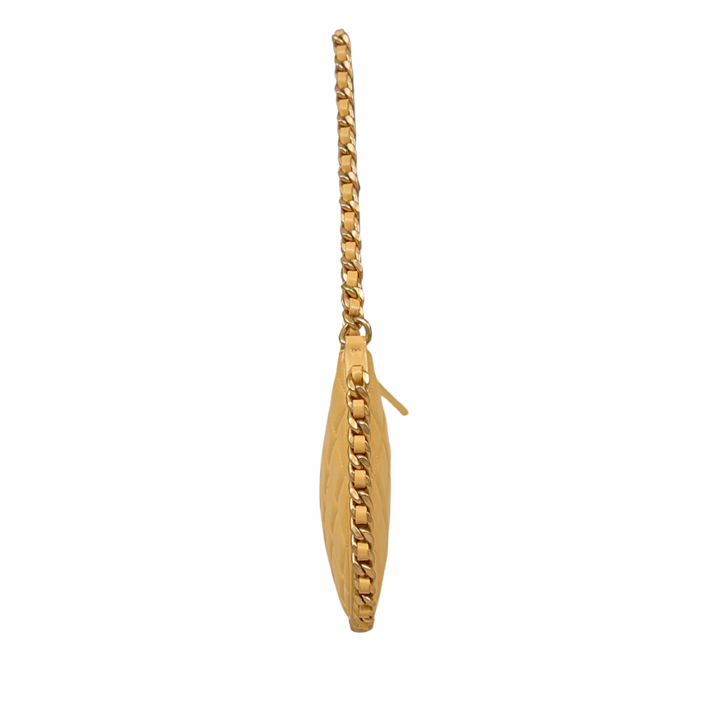 Hobo Bag Yellow Lambskin Leather Gold-Tone Hardware