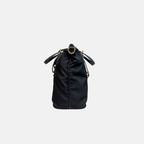 Tessuto Nylon Saffiano Black Leather Tote Bag Gold Hardware