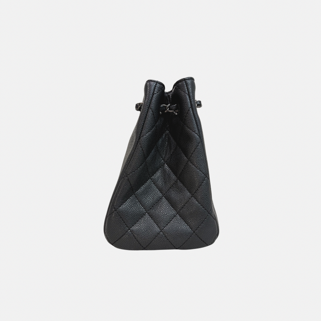 Shopping Tote Bag Woven Chain Black Caviar Leather Ruthenium Hardware Series 22