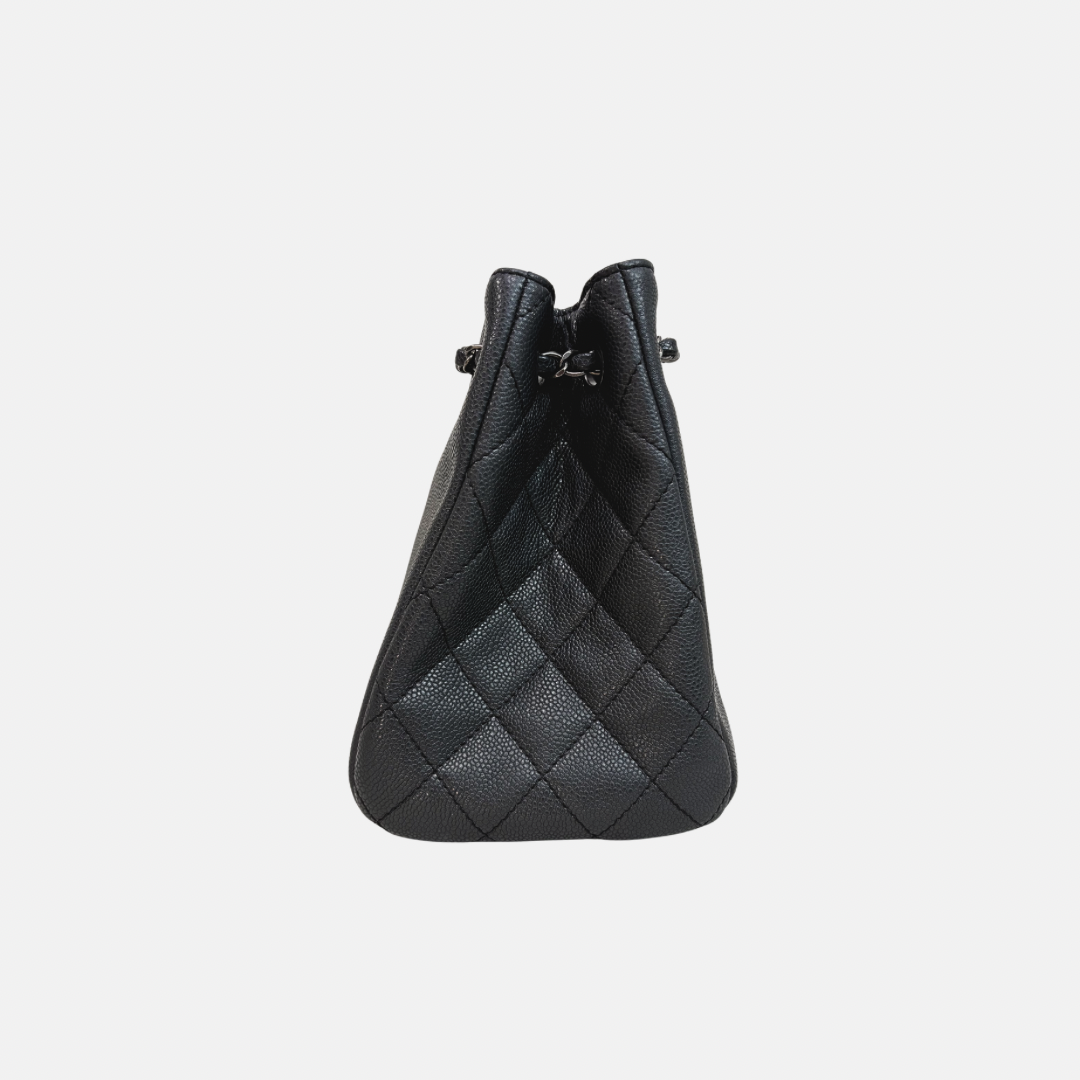 Shopping Tote Bag Woven Chain Black Caviar Leather Ruthenium Hardware Series 22
