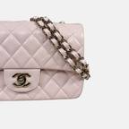 Mini Flap Pale Pink Lambskin Leather Gold Hardware Microchip